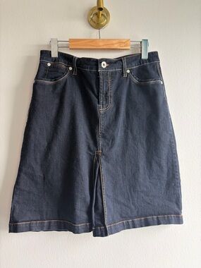 Lois Dark Blue Denim Jean Skirt with Front Split